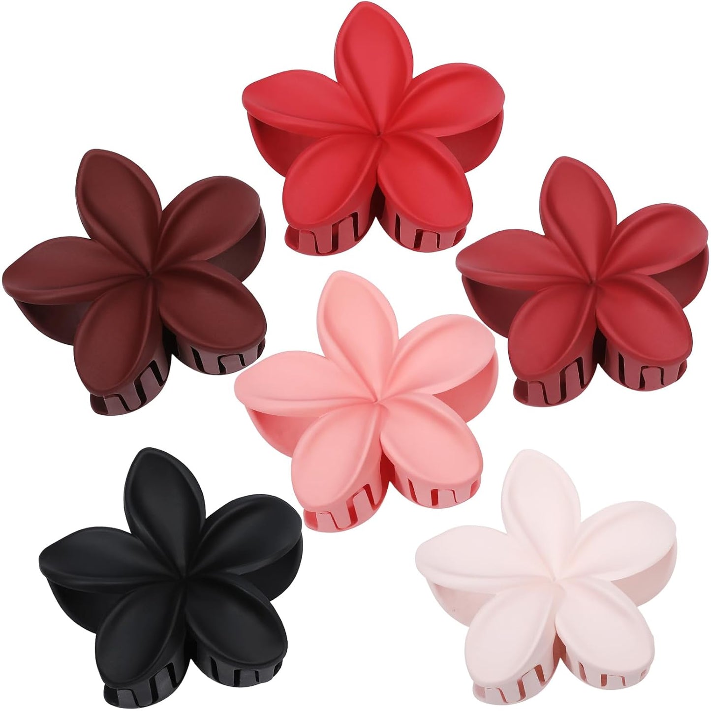 Large Flower Claw Hair Clips - 6 Pcs Hawaiian Style for Thick & Medium Hair | Beach Accessories for Women & Girls
