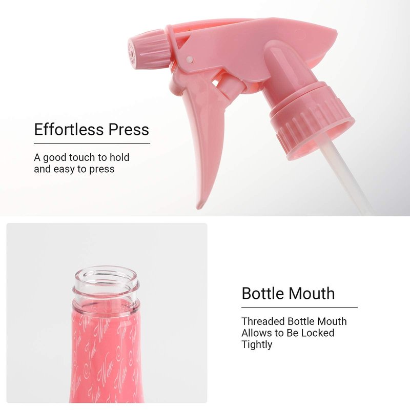 Segbeauty Adjustable Spray Bottle, 9.8oz Champagne Design Plastic Plant Mister with Fine Mist to Stream Settings, 280ml Empty Refillable Handle Rose Pink Sprayer for Home Cleaning Hair Salon