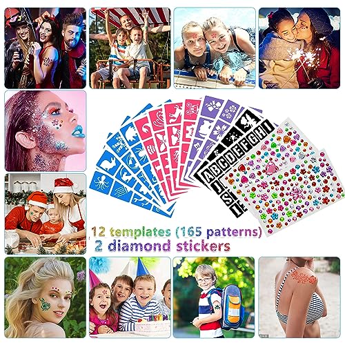 38-Color Temporary Glitter Tattoo Kit for Kids & Adults