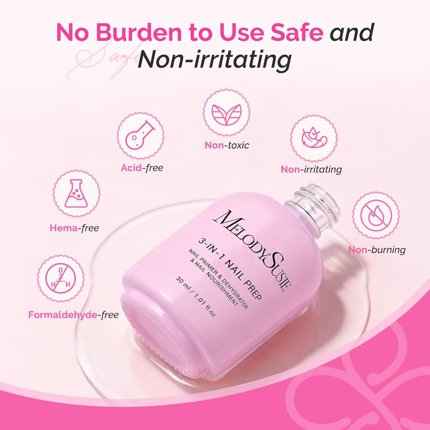 MelodySusie 30ML Nail Dehydrator & Primer | HEMA-Free, Acid-Free Nail Prep for Acrylic & Gel Nails