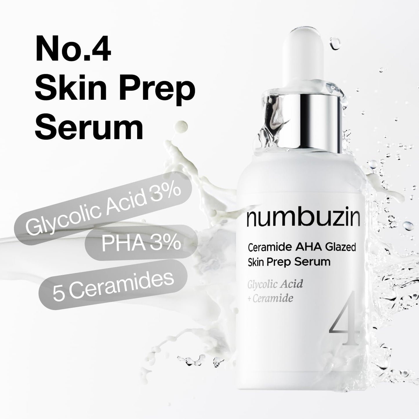 Numbuzin No.4 Ceramide AHA PHA Exfoliating Serum - Smooth Skin & Glass Glow | 1.01 fl oz