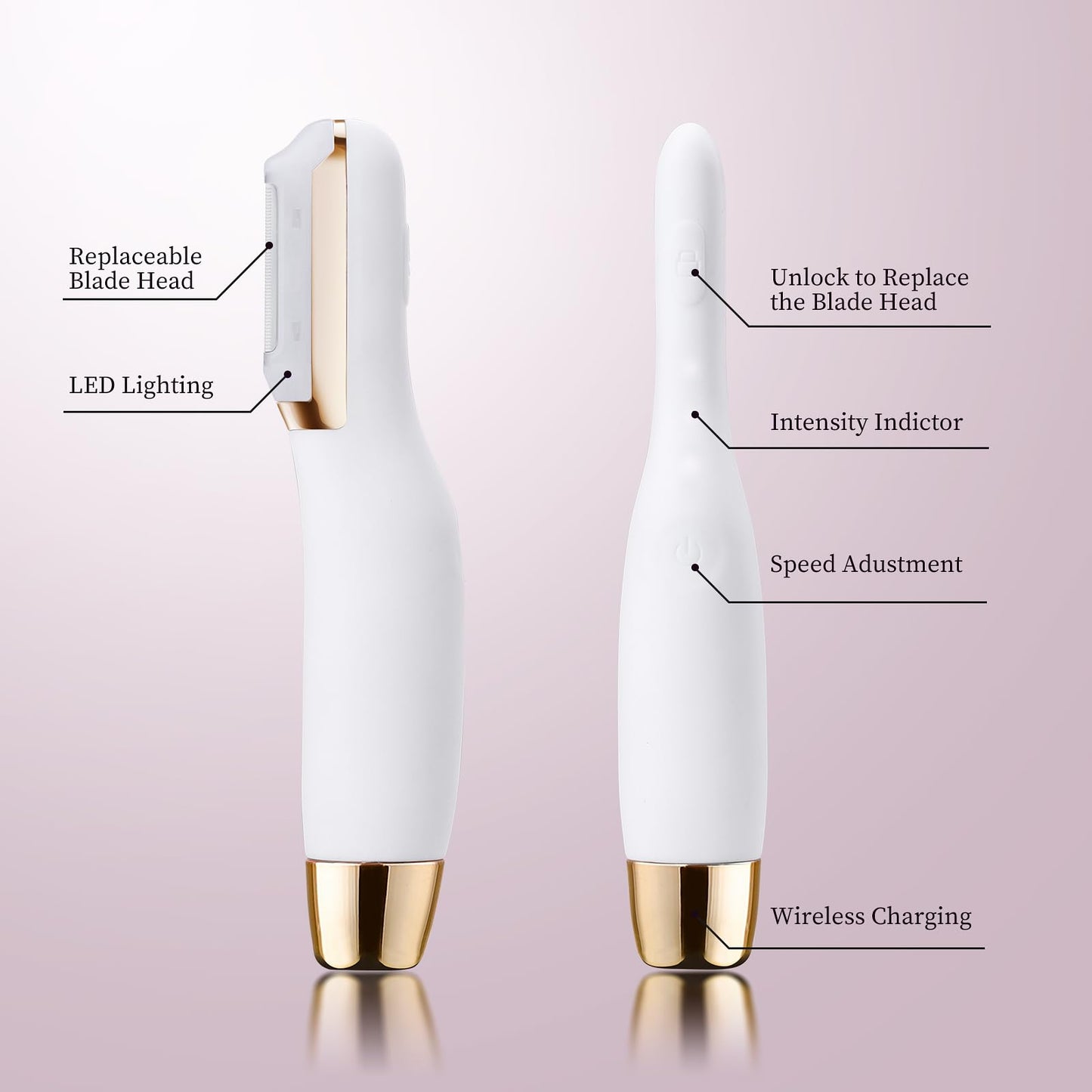 CEVEK Sonic Dermaplane Tool - Electric Facial Hair Remover for Women & Eyebrow Trimmer, Exfoliating Face Razor with 16 Replacement Blades (6 Months Supply) for Peach Fuzz & Dead Skin (White)