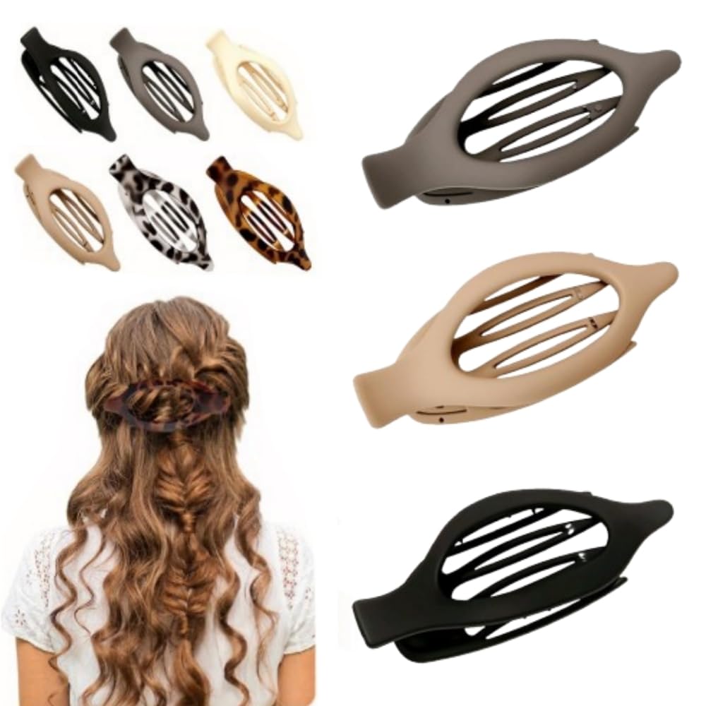Flat Hair Clips for Women - 3PCS No-Slip Grip Claw & Duckbill Clips | Multicolor Set for Thick or Thin Hair