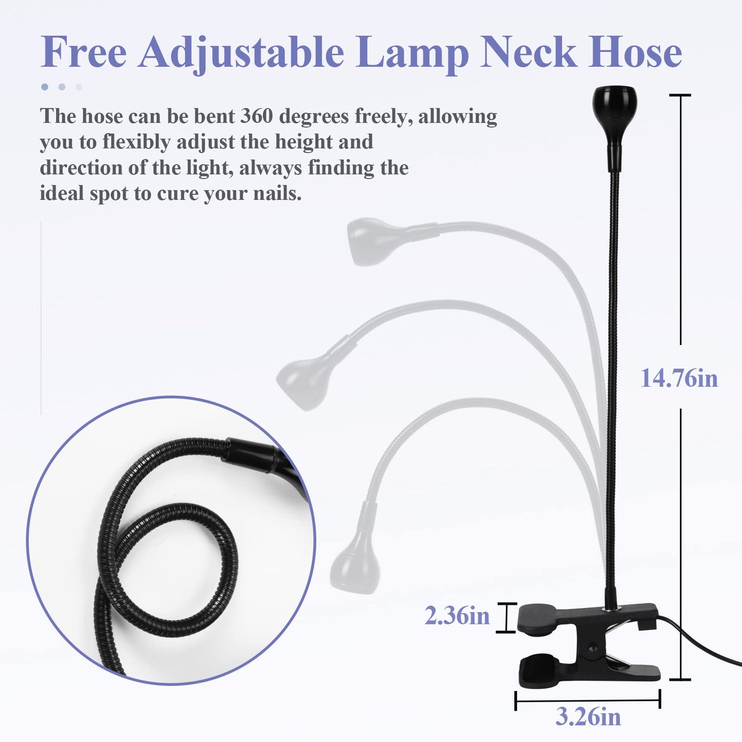 SAVILAND UV Nail Lamp: Gooseneck LED Nail Flash Cure Lamp for Nails lampara uv/led para uñas de gel with Securing Clip LED Flash Cure Light Manicure Home DIY UV Light for Gel Polish Nail Lamp