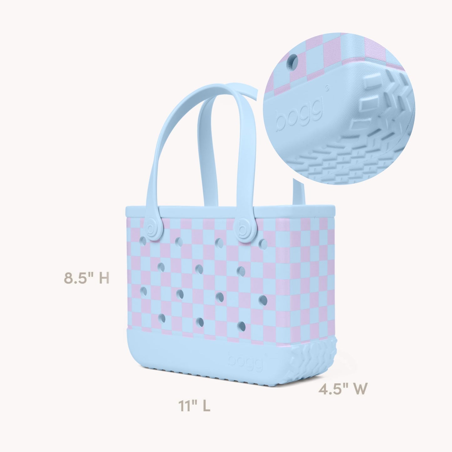 BOGG BAG Bitty Small Tote – 11” x 8.5” x 4.5” – Durable, Washable, Tip-proof – Beach, Pool, Boat, Work, Sports (Checker Out)