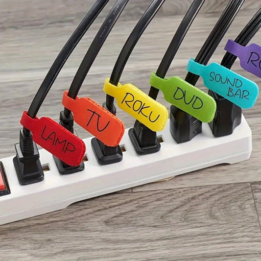32 Self-Locking Writable Cable Straps - Color-Coded Locking System for Managing Wires, Organizing Electronic Devices, TVs, Home & Office Cables, Reusable Cord Ties