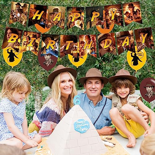 Indiana Jones Birthday Party Supplies Set - Banner, Cake Topper, Balloons & Cupcake Toppers
