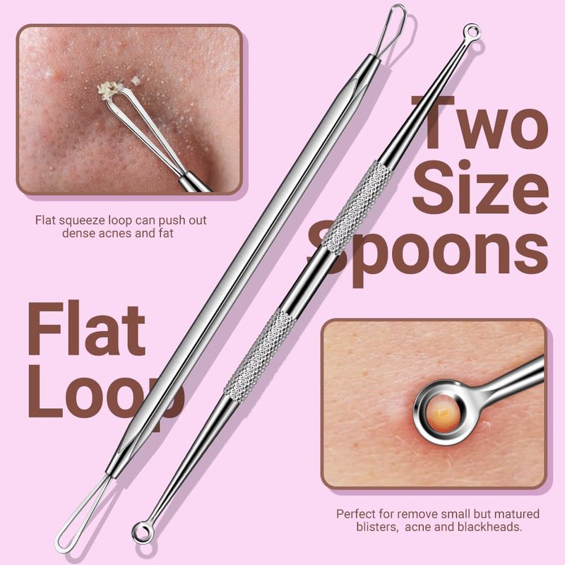 TsMADDTs Blackhead Remover Tools and Ingrown Hair Tweezers, 9 pcs Pimple Popper Tool Kit, Ingrown Hair Removal Kit with Pimple Extractor, Pore Extractor, Tweezers, Razor