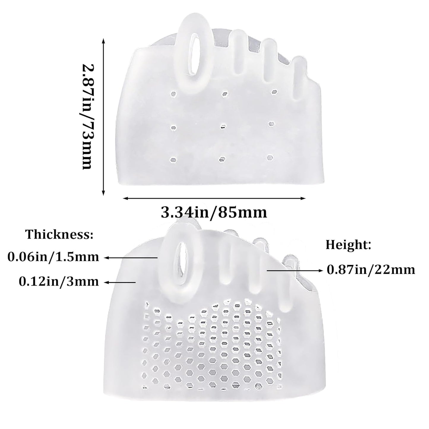 Silicone Toe Separators for Women | Breathable Gel Spacers for Overlapping Toes - Transparent, 4 Pairs