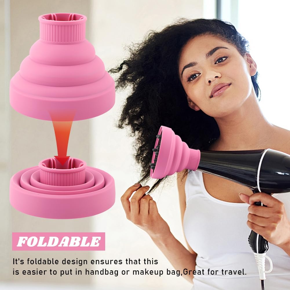 Universal Collapsible Hair Dryer Diffuser - Portable Attachment for Thick Hair | Travel-Friendly Pink Design