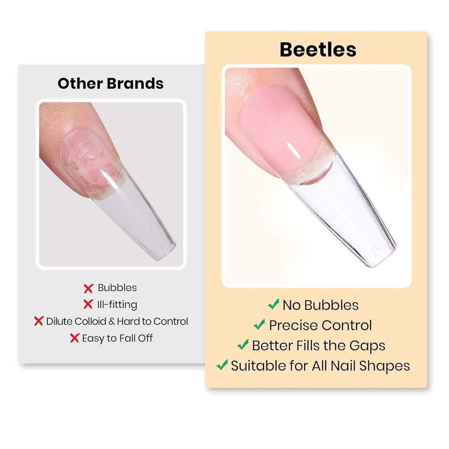 Beetles Nail Glue Gel - Strong Adhesion for False Tips | 15g Clear Hard Gel for 3D Summer Nail Art
