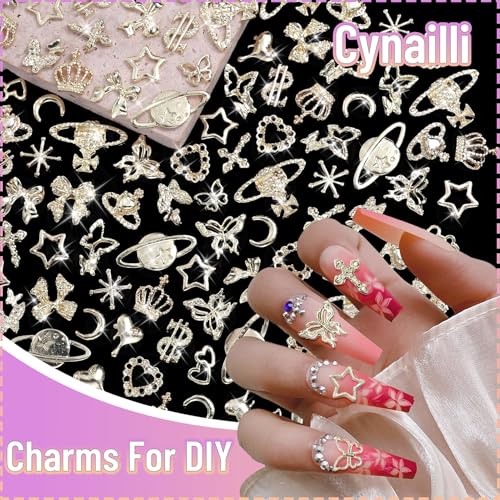 180 Pcs Gold Nail Charms and Gems - DIY Nail Art & Craft Jewelry