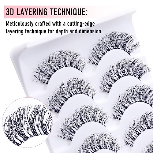 KSYOO Clear Natural A9 Wispy Cat Eye D Curl Fake Eyelashes 8-15mm Faux Mink