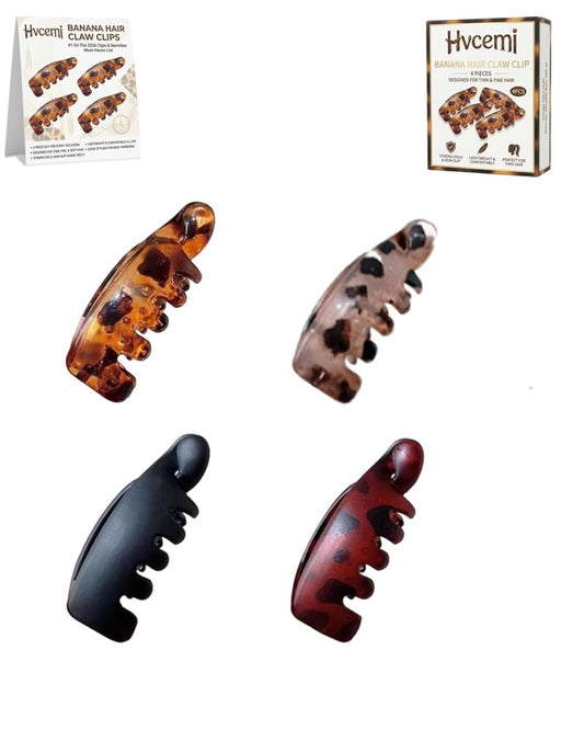 Small Banana Clips for Thin Hair 4PCS Non-slip Shark Hair Clip for Women Thin Hairs Ponytails Buns Cute Vertical Hairs Pin Ponytail Vintage Retro Daily Decoration Hair Accessory (#1)