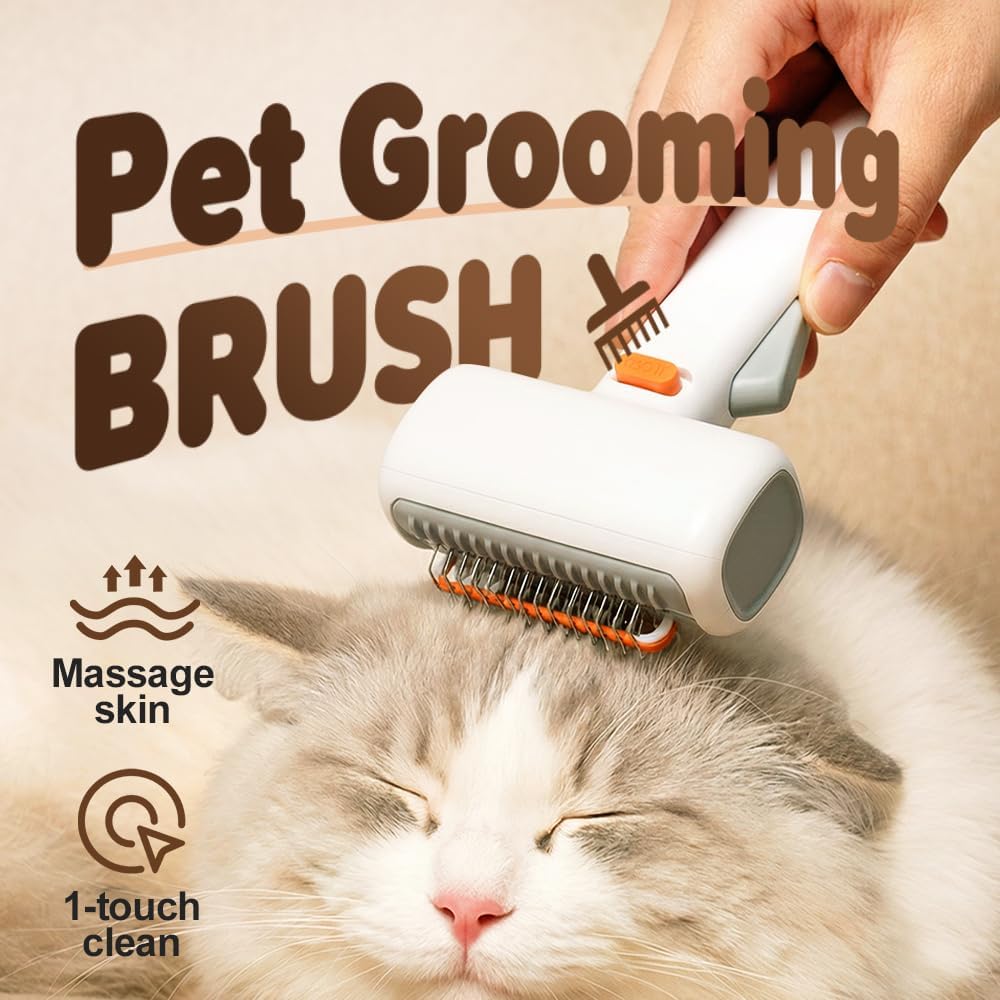 Upgrade 2-in-1 Pet Self-Detangling & Grooming Comb, 2026 New Professional Pet Dematting Comb & Undercoat Rake for Dogs & Cats, Gentle Pets Grooming Brush for Long or Short Hair (1)