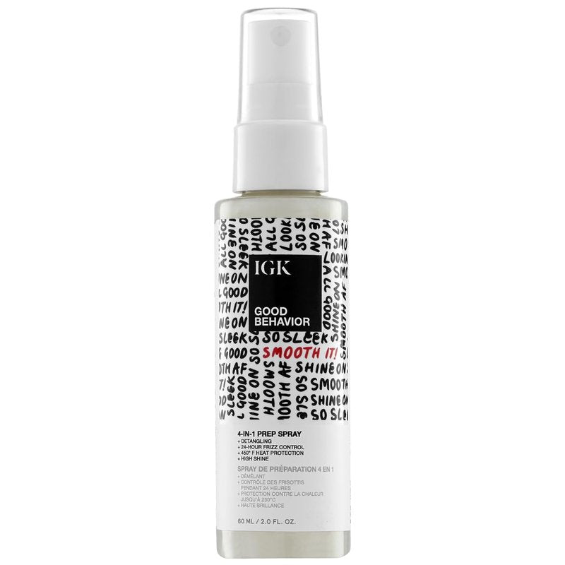IGK Good Behavior 4-in-1 Prep Spray - Leave-In, Detangler & Heat Protectant | Vegan, Cruelty-Free | 2 Oz