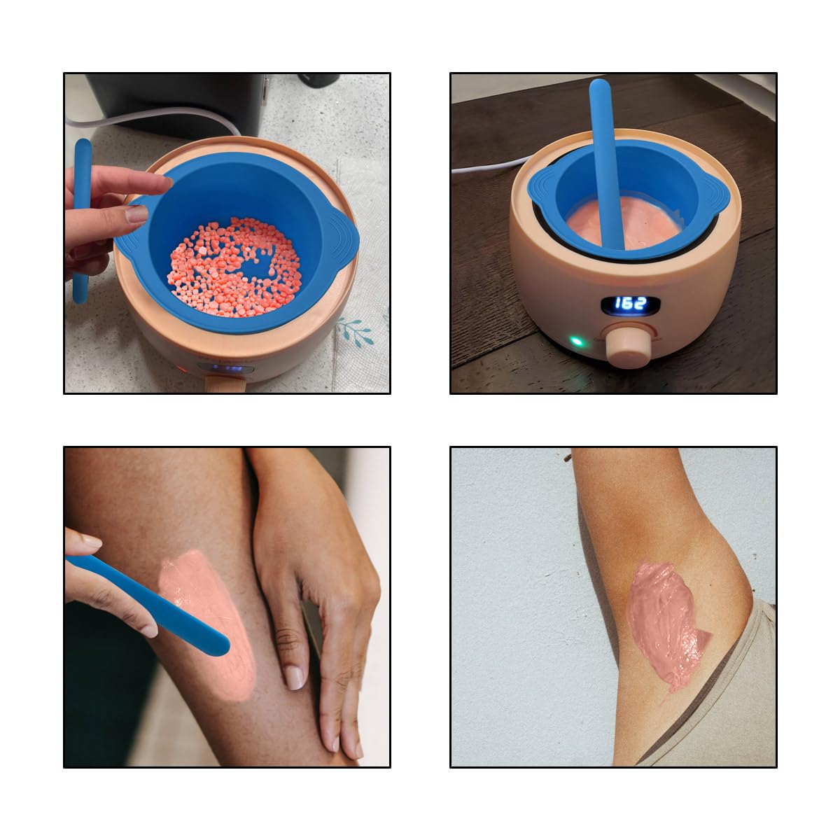 KVZVK Silicone Wax Bowl with Spatula Sticks for Hair Removal, Replacement Non-Stick Liner for Wax Warmer (blue)