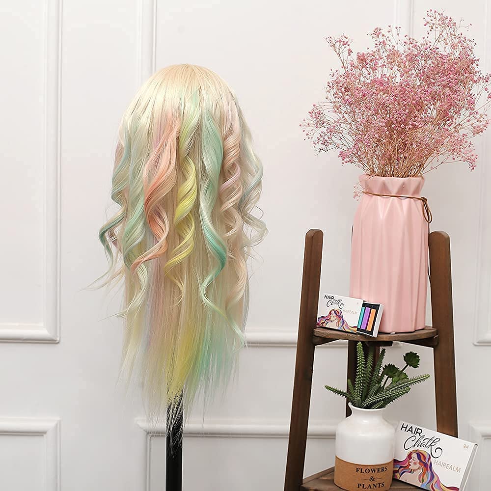 Mannequin Head with 80% Real Hair, TopDirect 24" Blonde Hair Styling Hairdressing Cosmetology Mannequin Manikin Training Practice Head with Clamp and Tools