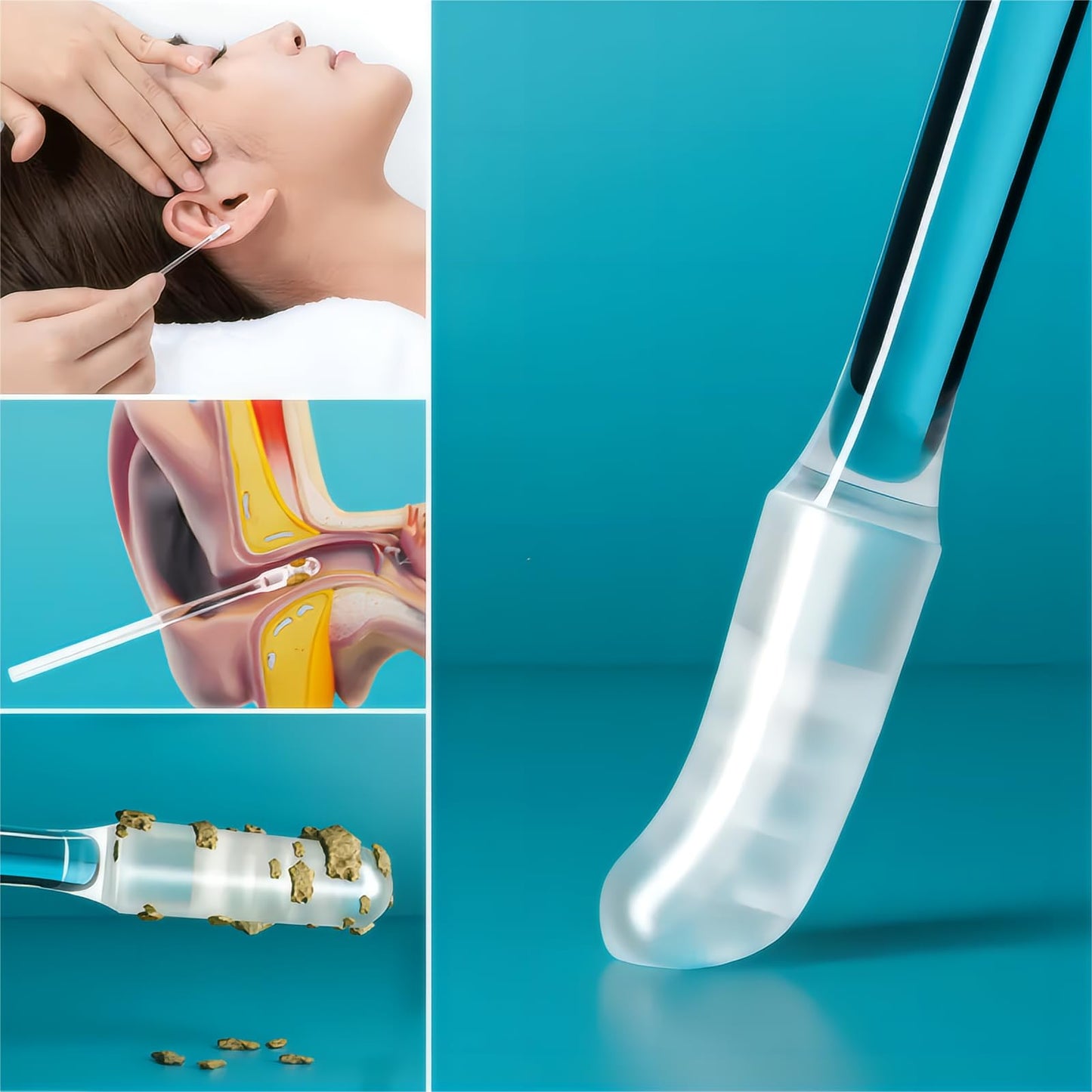 New Reusable Sticky Soft Head Ear Swabs, Adhesive Ear Wax Removal Tools, Ear Cleaning Tools Ear Curette for Kids & Adults (24PCS, S)