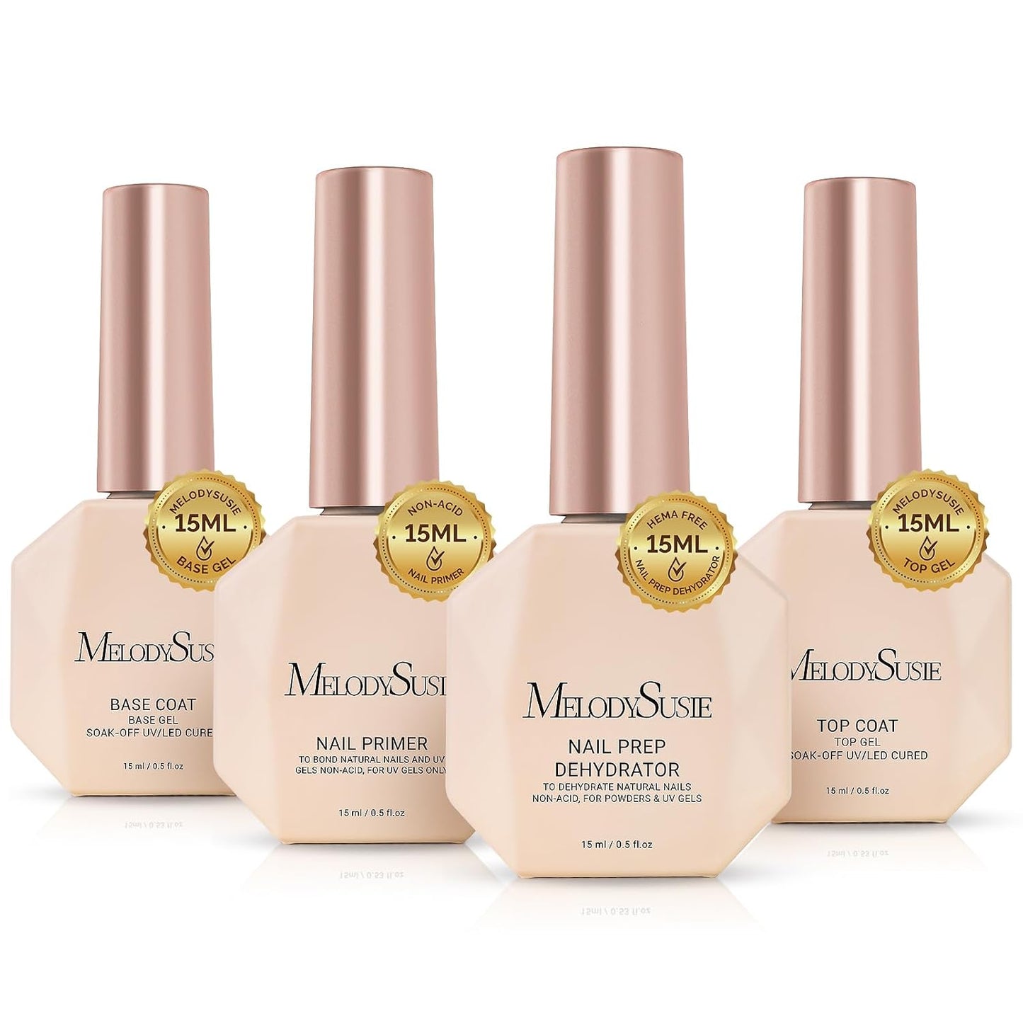 MelodySusie Nail Dehydrator & Primer Set | Long-Lasting Shine Manicure Kit - 4 Pcs, 15ml Clear