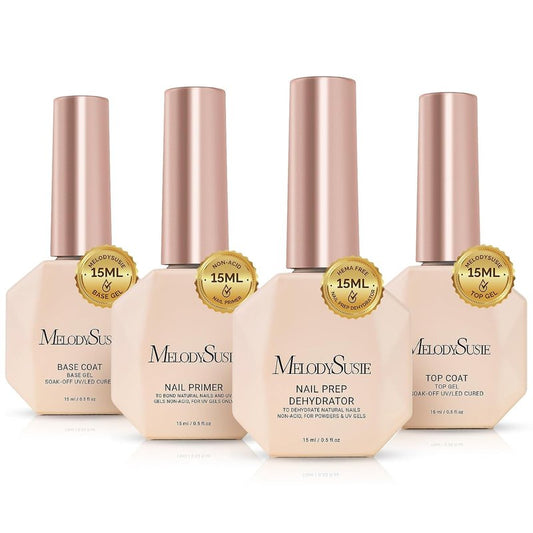 MelodySusie Nail Dehydrator & Primer Set | Long-Lasting Shine Manicure Kit - 4 Pcs, 15ml Clear