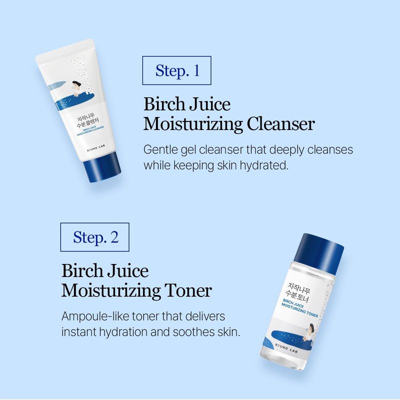 Birch Juice Moisturizing Mini Kit | 4-Step Travel Size Skincare Set for Acne-Prone & Sensitive Skin