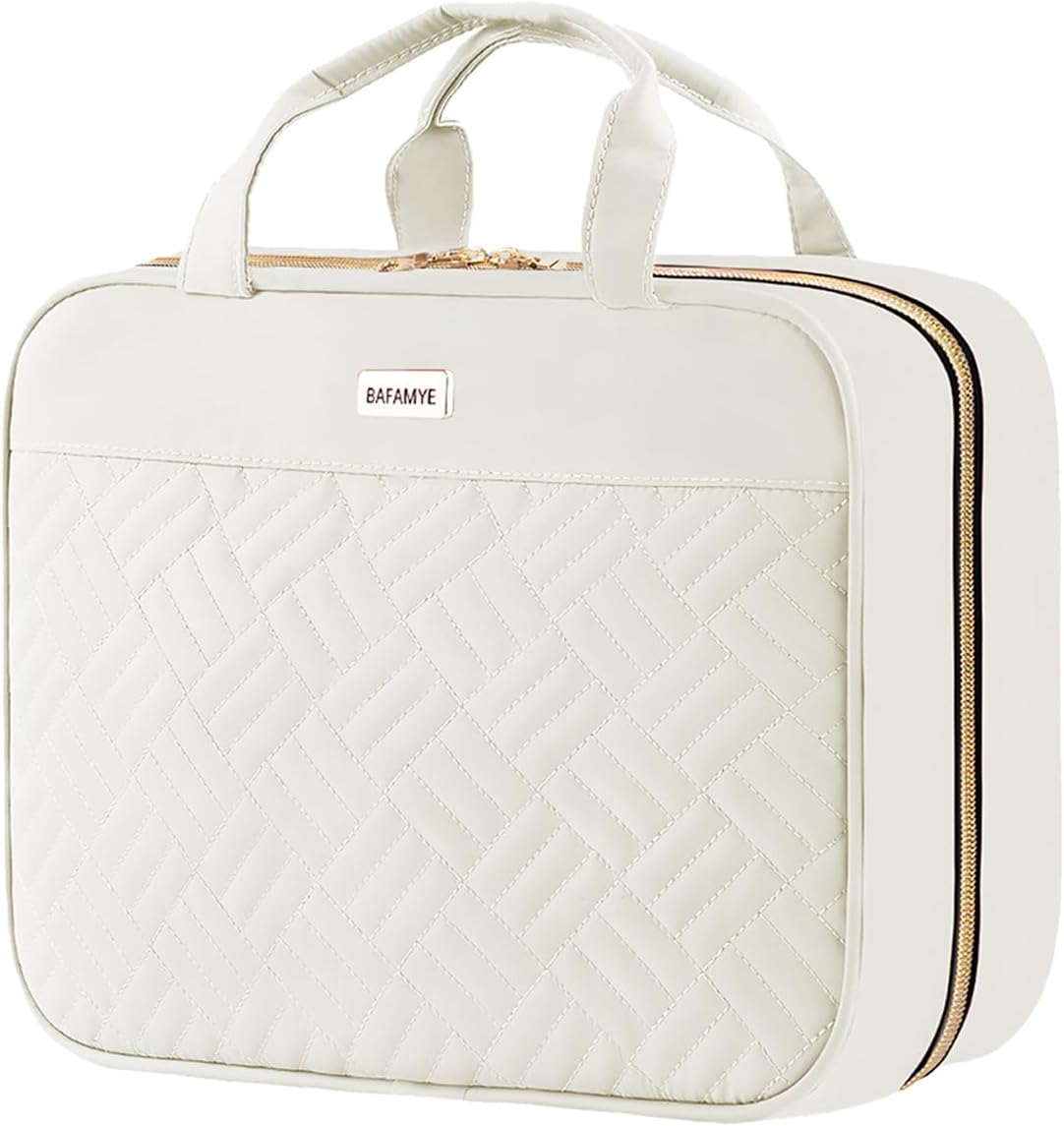 Toiletry Bag - Water-Resistant Travel Organizer with Hanging Hook | Large Light Pink for Makeup & Accessories
