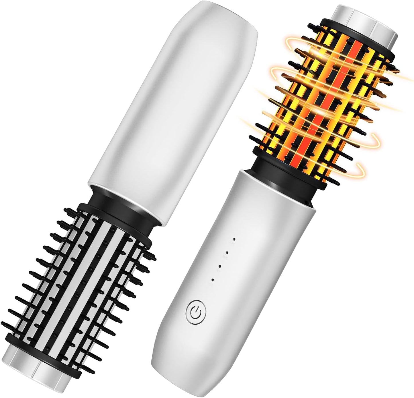 Cordless Curling Iron Brush - 3-in-1 Mini Travel Heated Styling Tool | Rechargeable, 1.5-Inch, White