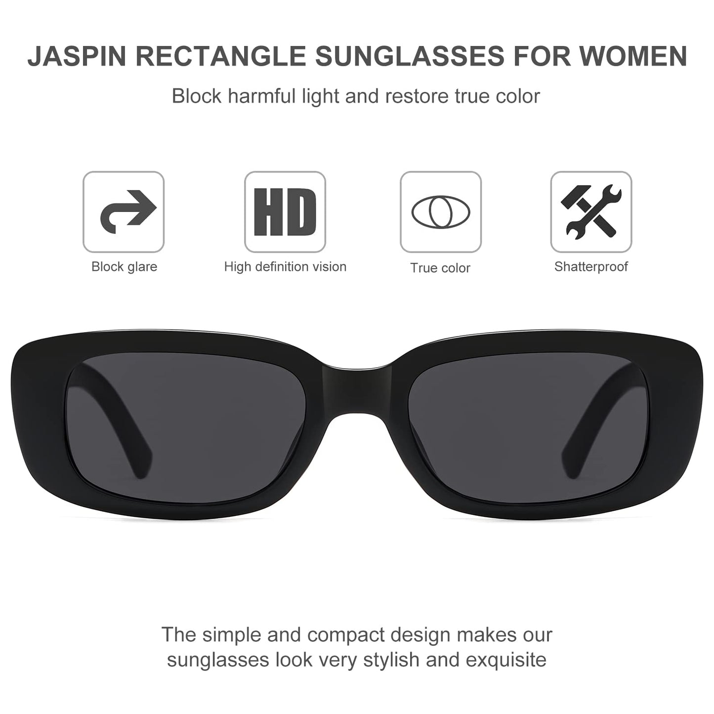 JASPIN Rectangle Sunglasses for Women Men Trendy Y2k Retro 90s Sun Glasses UV Protection Cool Square Frame