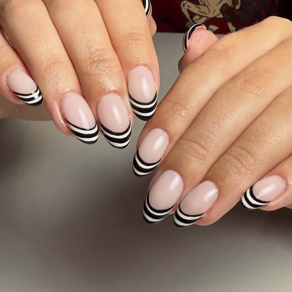 Polka Dot Press-On Nails - Short Almond Nude Chrome | Reusable Full Cover with Glazed Finish & White Dots