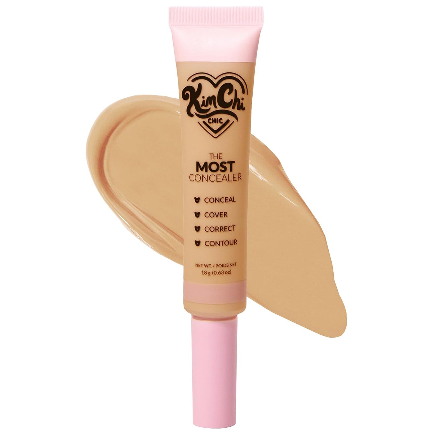 KimChiChic Concealer - Full Coverage Water Resistant Multi-Use Formula | Matte Satin Finish | 0.63 oz, 01-Ivory