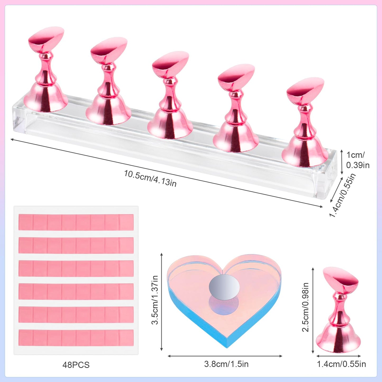 Nail Stand Acrylic Nail Art Display Stand 2 Sets Magnetic Nail Tips Practice Holder Stand DIY Display Stands for False Nail Tip Manicure Tool (Pink)