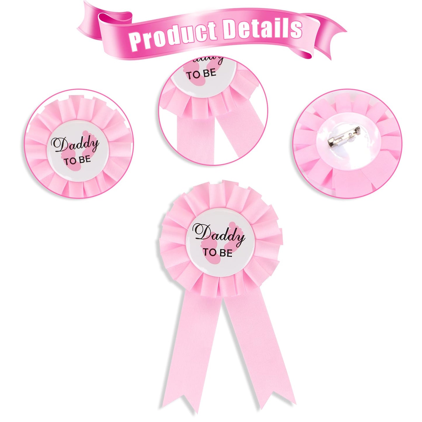 BRIOYHA Mommy to Be Sash and Daddy to Be Badge Set, Pink Baby Shower Decorations with Latex Balloons, Gender Reveal Party Favors Accessories