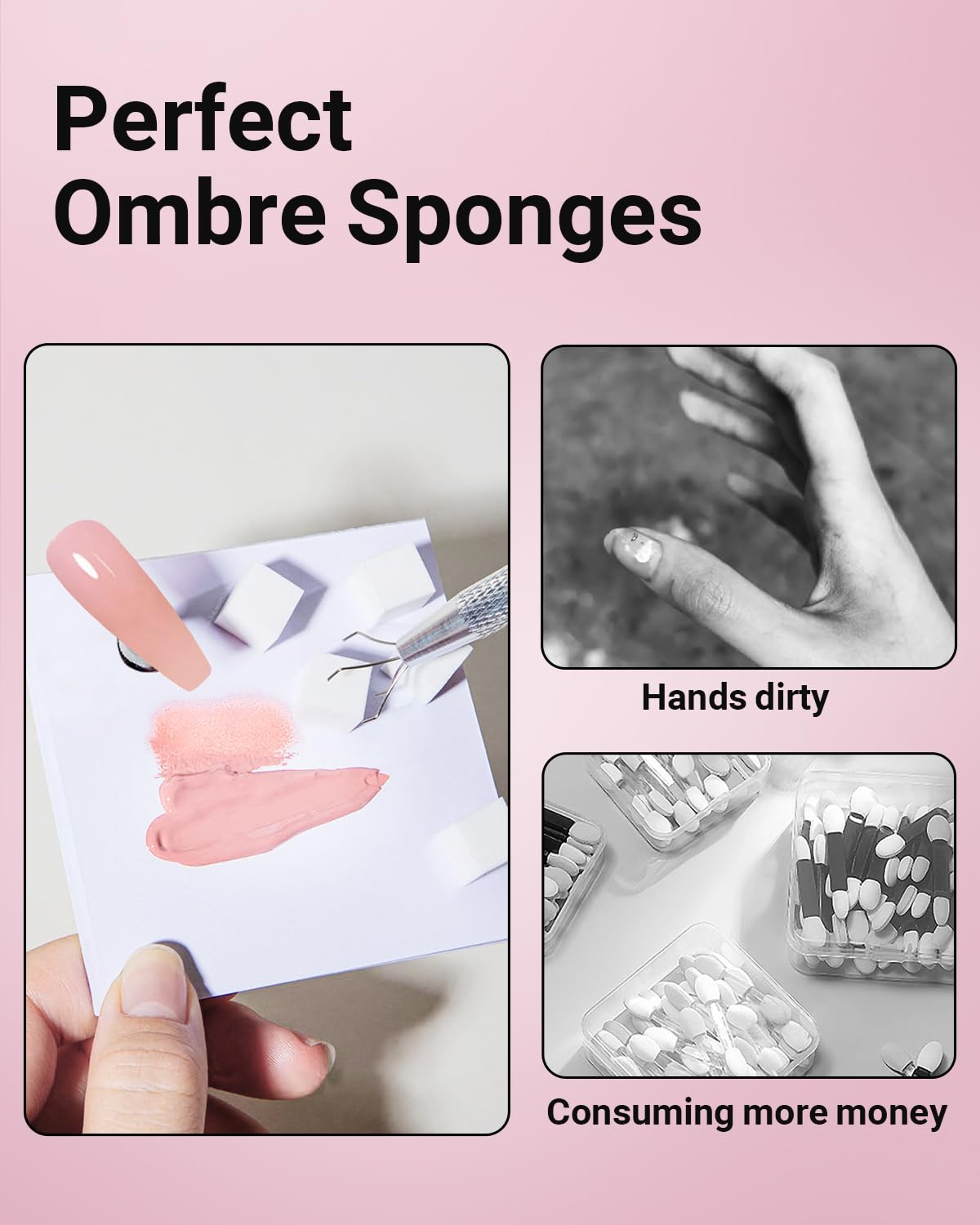 Hasakhi 200Pcs Nail Sponges for Ombre, Soft Nail Art Sponges With Grabbing Pen , Manicure Nail Art Tools, Blooming Nails,Nail Tech Must Have Nail Accessories Supplies for Home and Salon