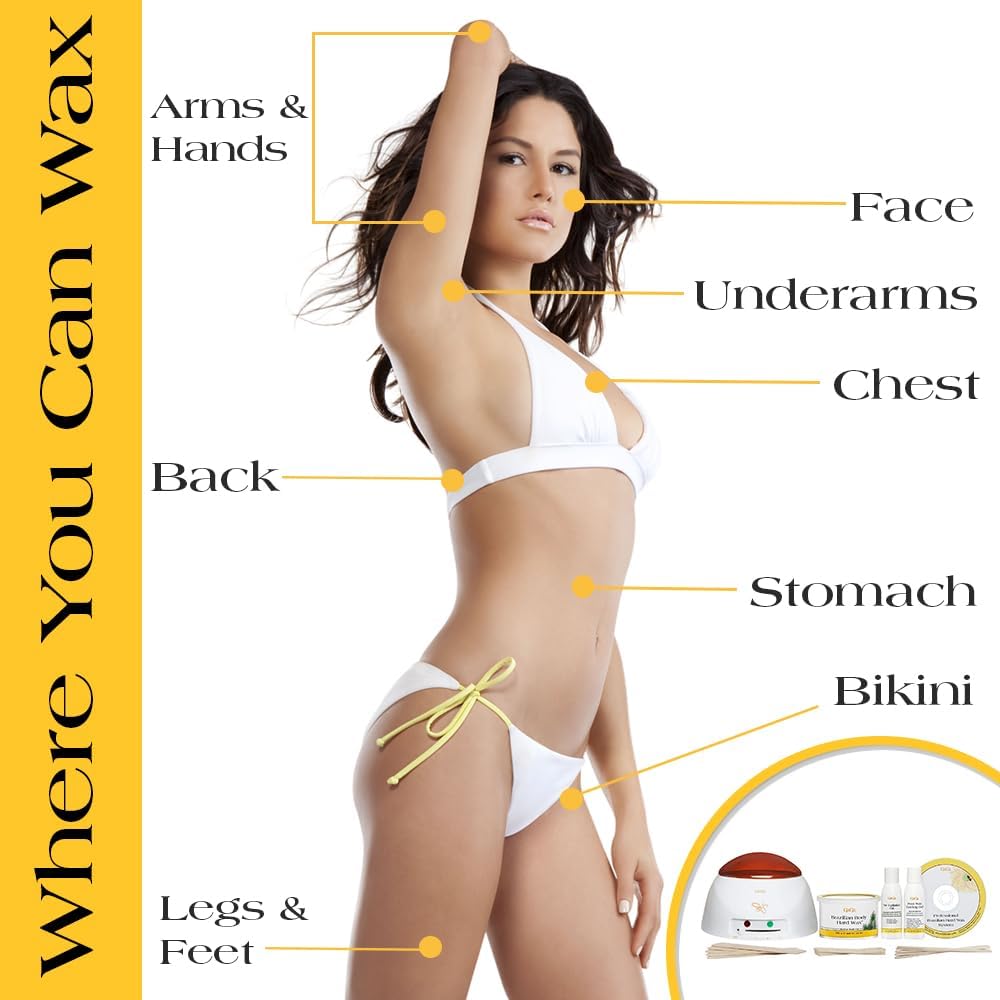 GiGi Brazilian Hard Wax Kit – At-Home Hair Removal Waxing Kit for Women with Wax Warmer, Applicator Sticks & Pre/Post Wax Care - Ideal for Face & Body