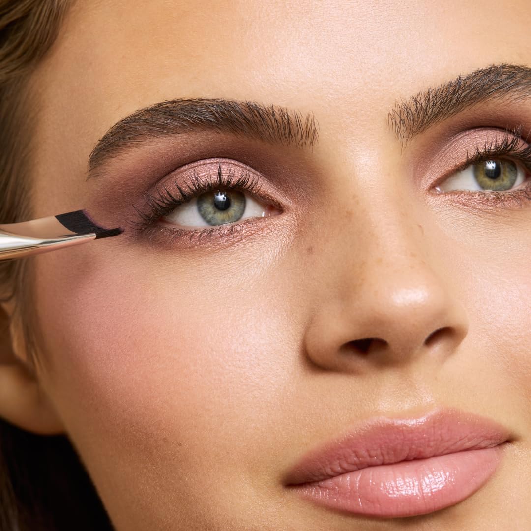 The Arc Brush | Winged eyeliner & cut crease brush, curved and precise, dual-ended, soft vegan bristles, Woosh Beauty