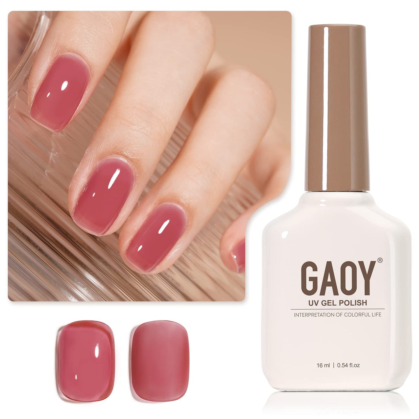 Sheer Light Pink Gel Nail Polish - 16ml UV Cure Jelly Milky White Peach for DIY Manicure & Pedicure