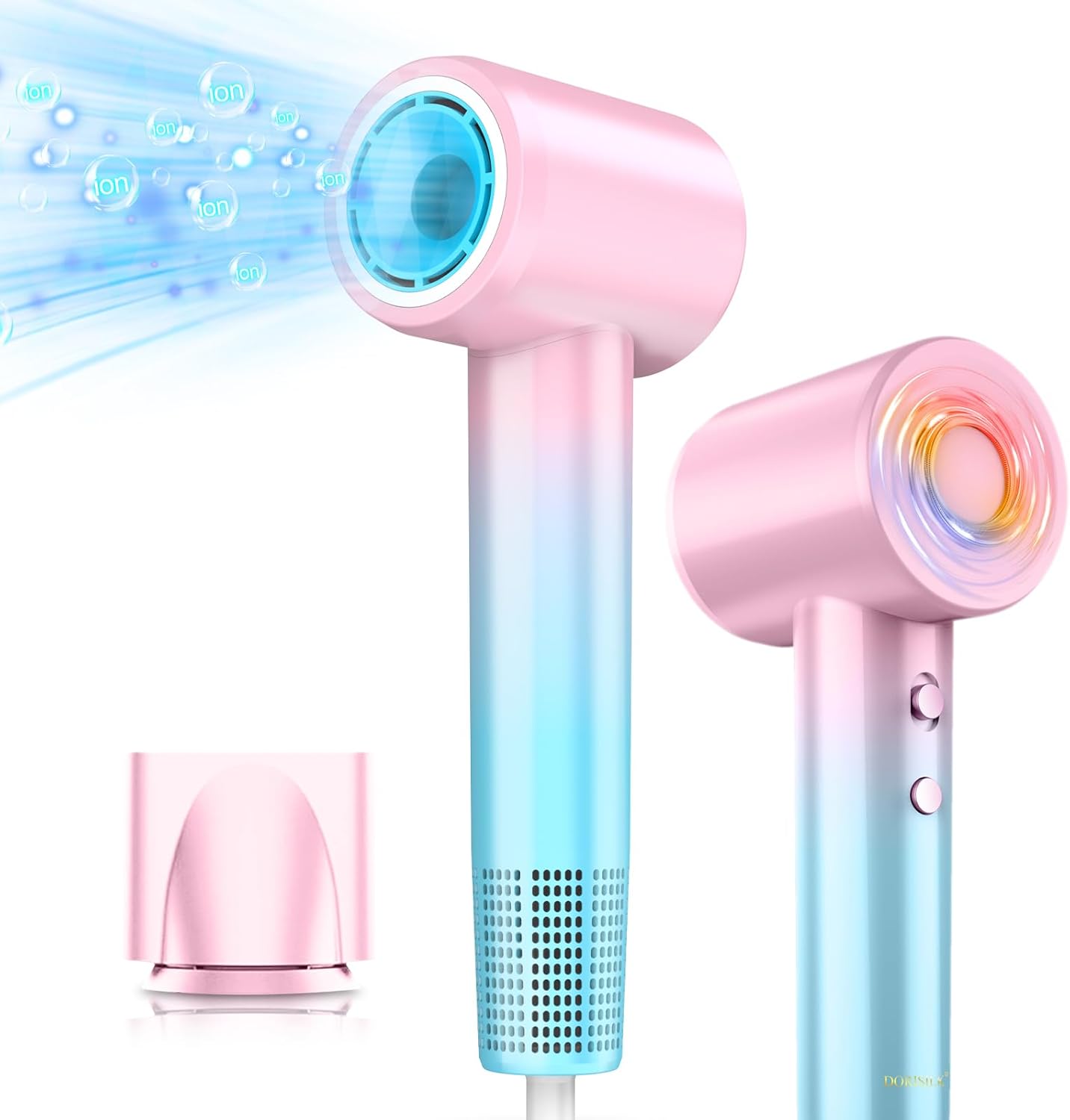 DORISILK Ionic Hair Dryer - 110,000 RPM High-Speed Blow Dryer for Salon & Home Use | Lightweight, Pink & Blue Options