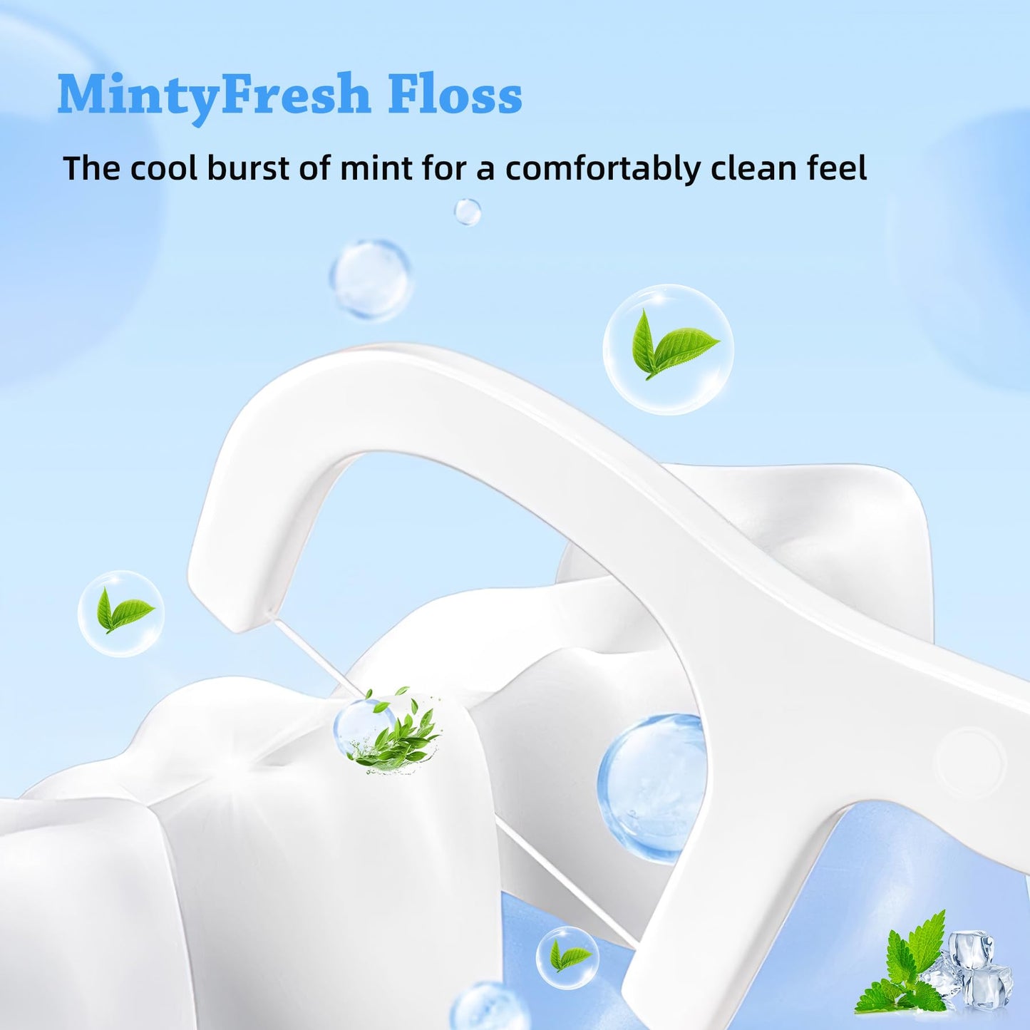 KSIA Klear Mint Dental Floss Picks, 50 Count Tooth Picks Flossers, Dental Floss Cleaner, Dental Flossers for Family, Keep Teeth Clean, Remove Food and Plaque, with 1 Portable Case
