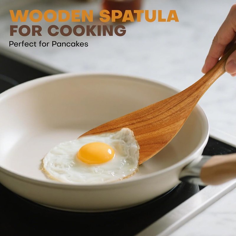 Flat Edge Cooking Spatula - Smooth Handle Utensil for Flipping & Serving | Brown Color