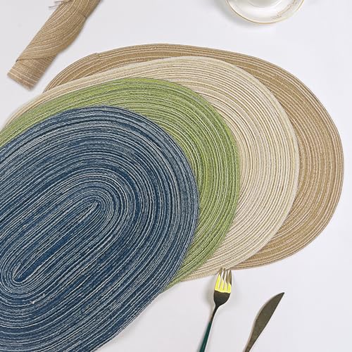 JeogYong Oval Placemats Set of 2 | Washable & Heat-Resistant 14x20