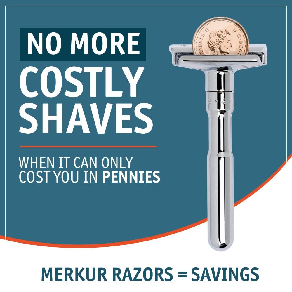 MERKUR FUTUR 701 Adjustable Double Edge Safety Razor - Bright Chrome | Adjustable Razor With Dial | Made in Germany | Plastic-Free | Snap-On Cap Design | Straight Bar