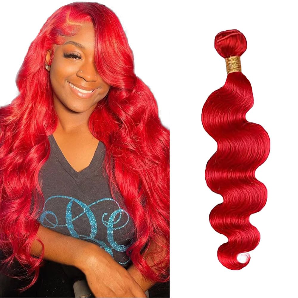 32 Inch GveoXvo Red Bundles Human Hair Red Body Wave Bundles Unprocessed Brazilian Virgin Hair Extensions