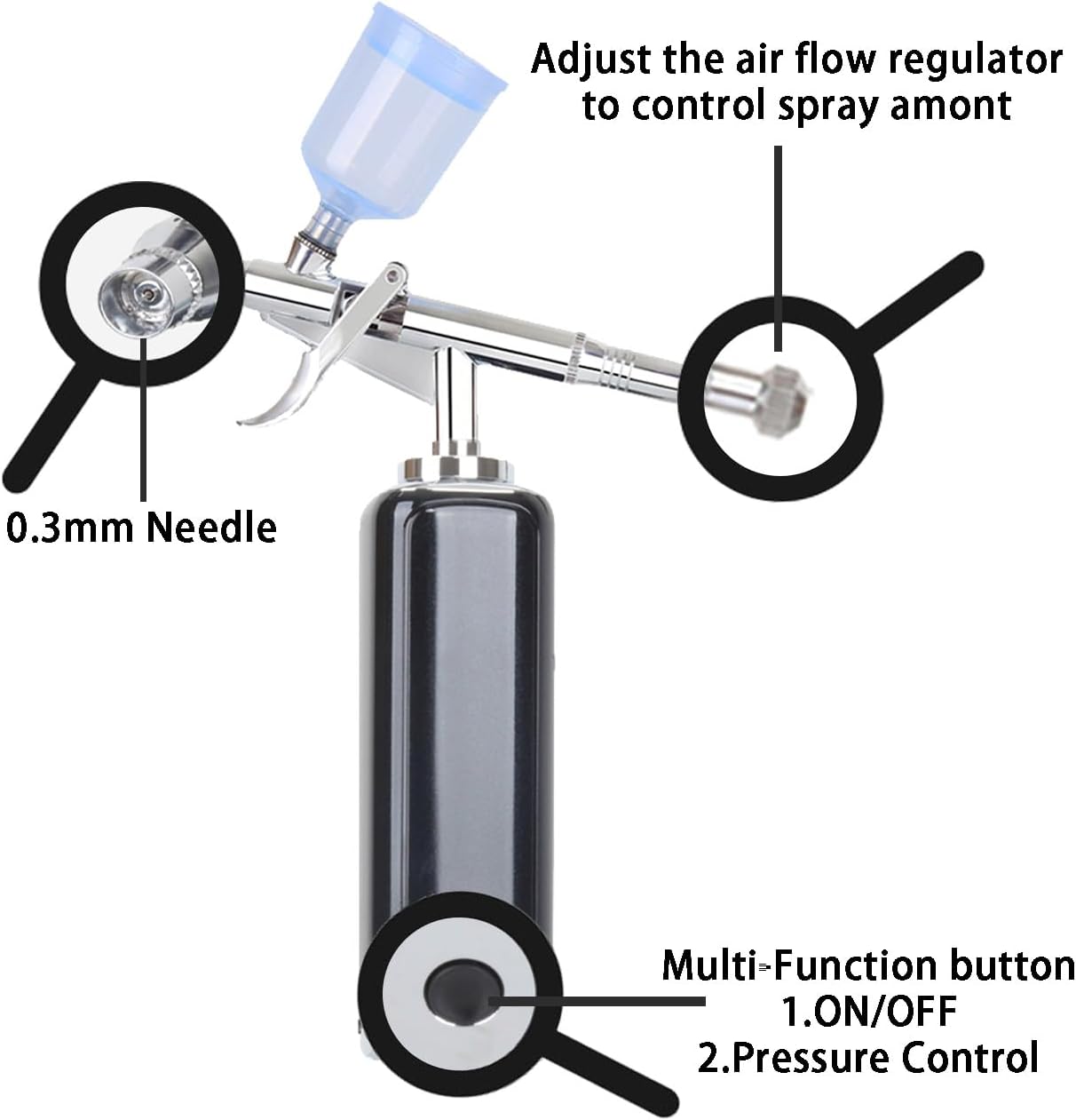 Portable Airbrush Kit - High Air Flow Cordless Compressor for Makeup, Nail Art, Tattoo | Mini Handheld Design