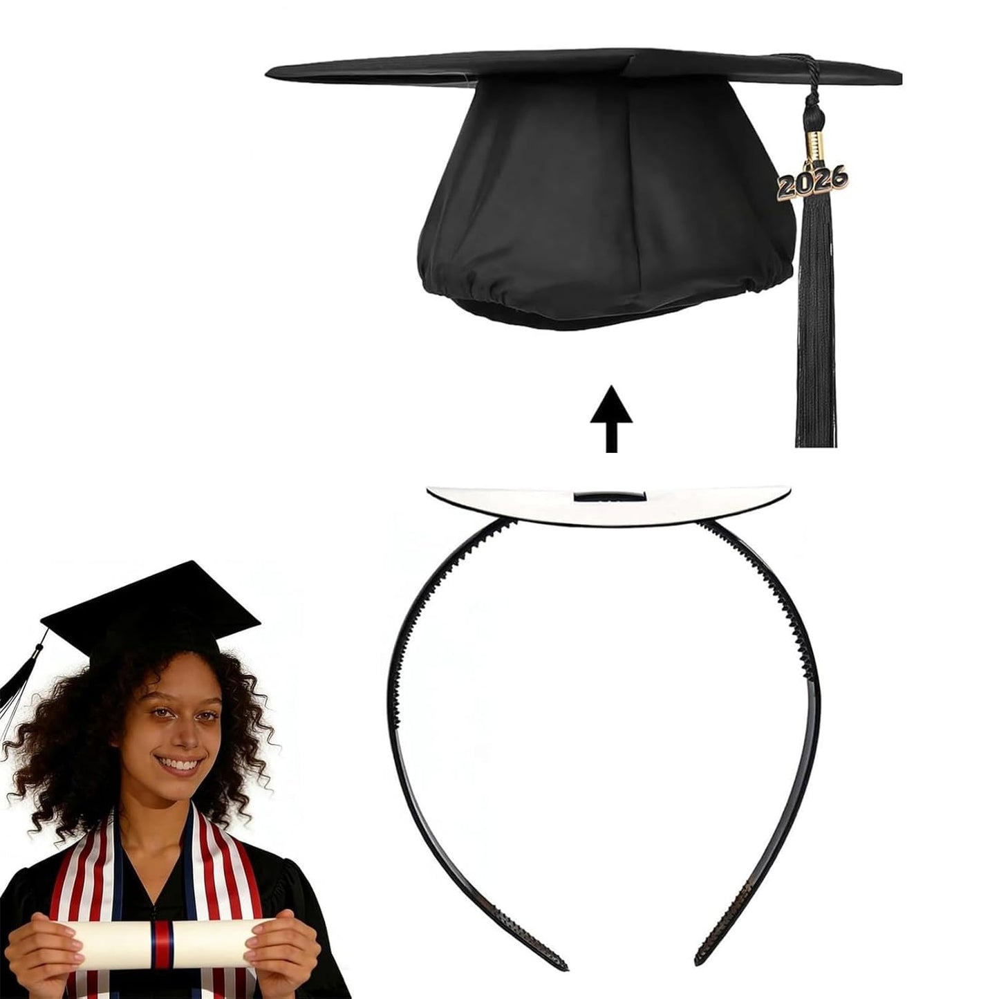 Graduation Cap Headband Stabilizer - Anti-Slip Hair Band for Women | Hat Accessories for Graduates