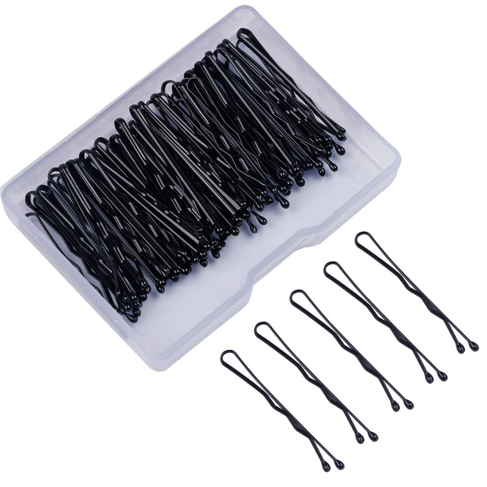 ccHuDE 300 Pcs Metal Hair Pins, 3.5 cm Mini Bobby Pins for Kids, Non Slip Hair Bun Pins with Clear Box, Black