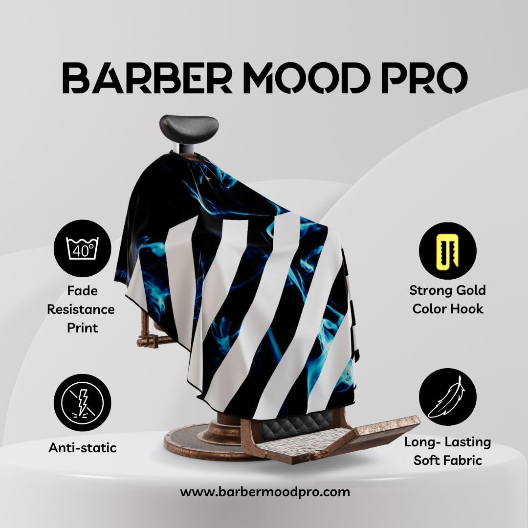 Professional Barber Cape - Hair Cutting Cape with Adjustable Neck Closure, Salon Quality Styling Cape for Hairdressers and Barbers - Blue Smoke