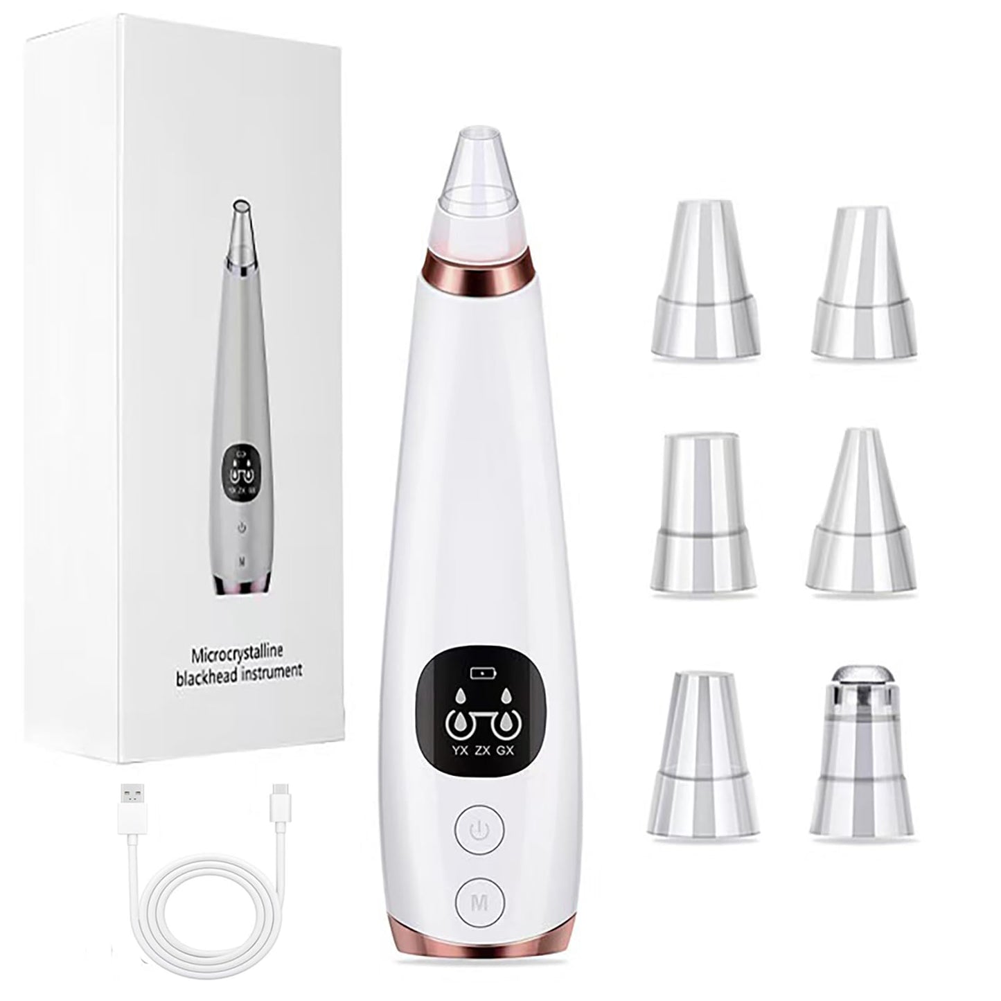 Blackhead Remover Pore Vacuum for Face & Nose, Blackhead Extractor with 3 Adjustable Suction Levels, 6 Removal Tools, USB Rechargeable Facial Pore Cleaner for Women & Men (White)