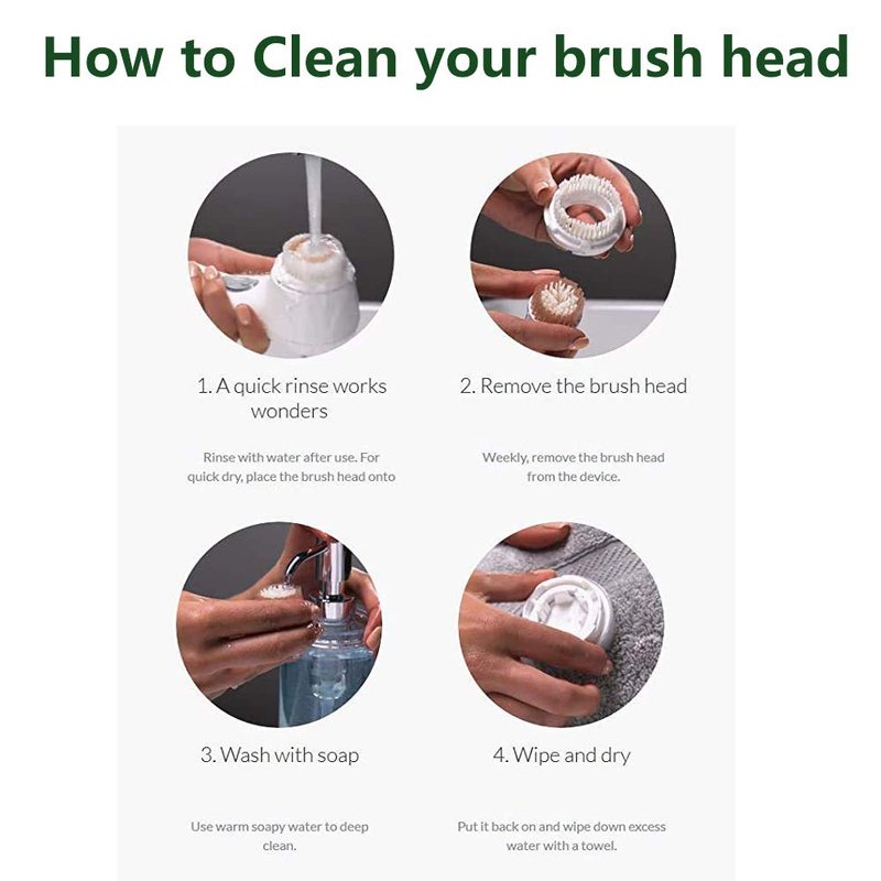 Replacement Facial Cleansing Brush Heads, Facial Cleansing Brush Head, Exfoliator Facial Brush Heads, for Acne Prone, Clogged, Enlarged Pore, Deep Pore Sensitive Skins (4Pack/Blue+Black)