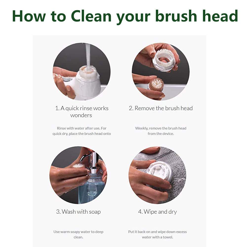 Replacement Facial Cleansing Brush Heads, Facial Cleansing Brush Head, for Acne Prone, Clogged, Enlarged Pore, Deep Pore Sensitive Delicate Skins (1 Pack/Black)